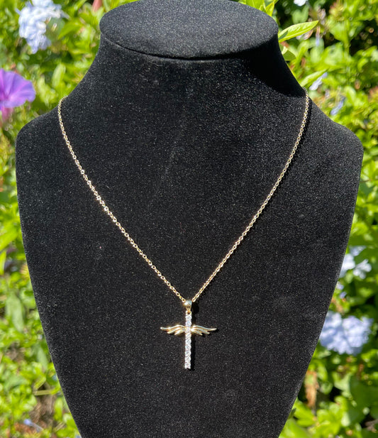 Angel wing cross necklace